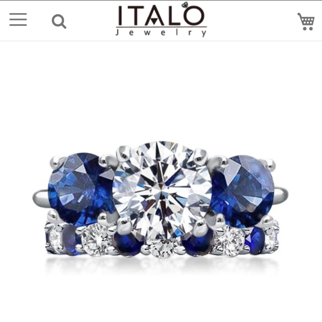 White Blue Three Stone Round Cut Bridal Set 34$